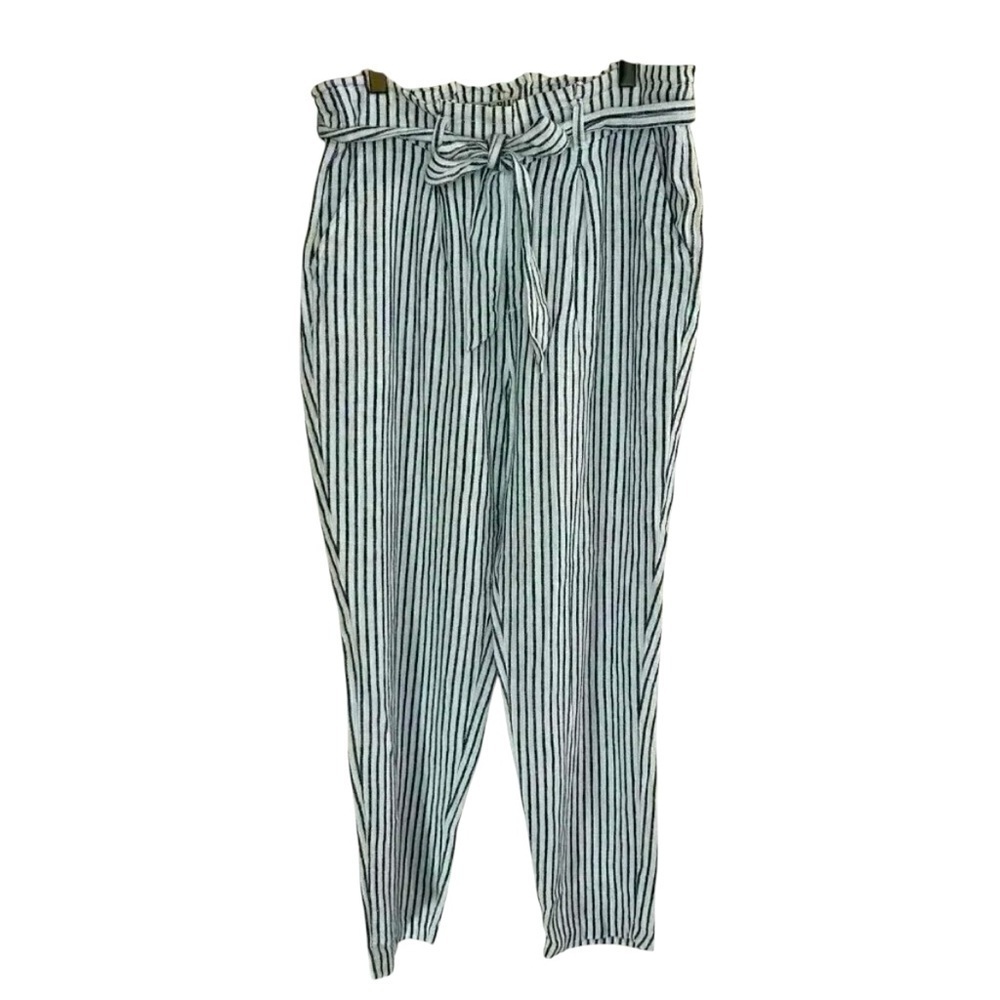 2/$30 Anti Blue by Bluespice Size Medium Linen Trousers Striped Railroad Boho